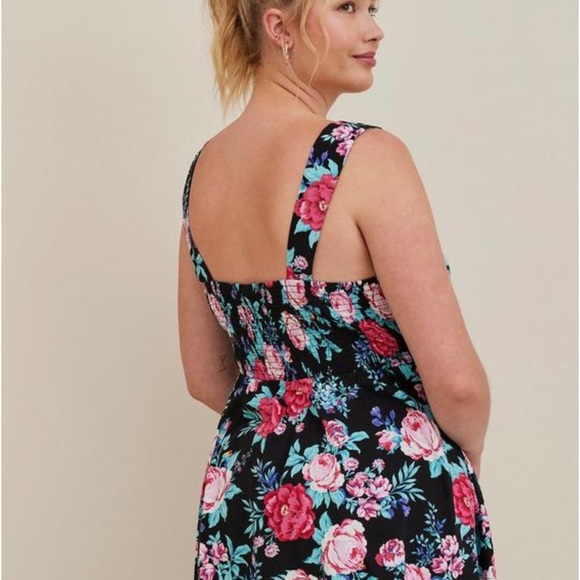 Torrid, Size 1, Smocked Waist Peplum Tank, Floral - Picture 4 of 5